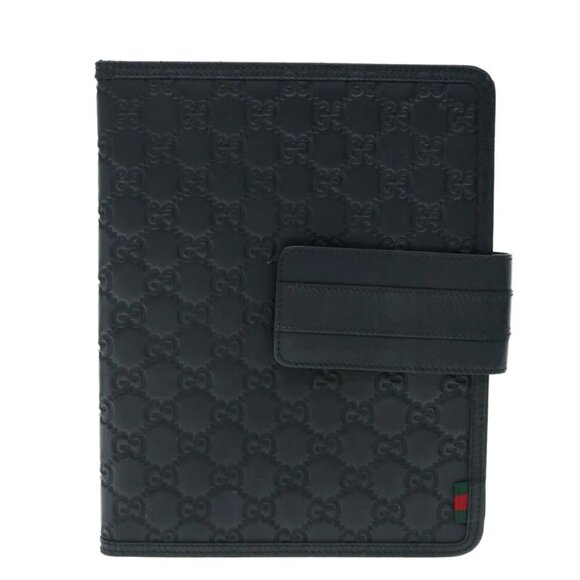 GUCCI GG Canvas Guccissima Web Sherry Line iPad Case Black Red 283782 Auth 64323 - Picture 1 of 16